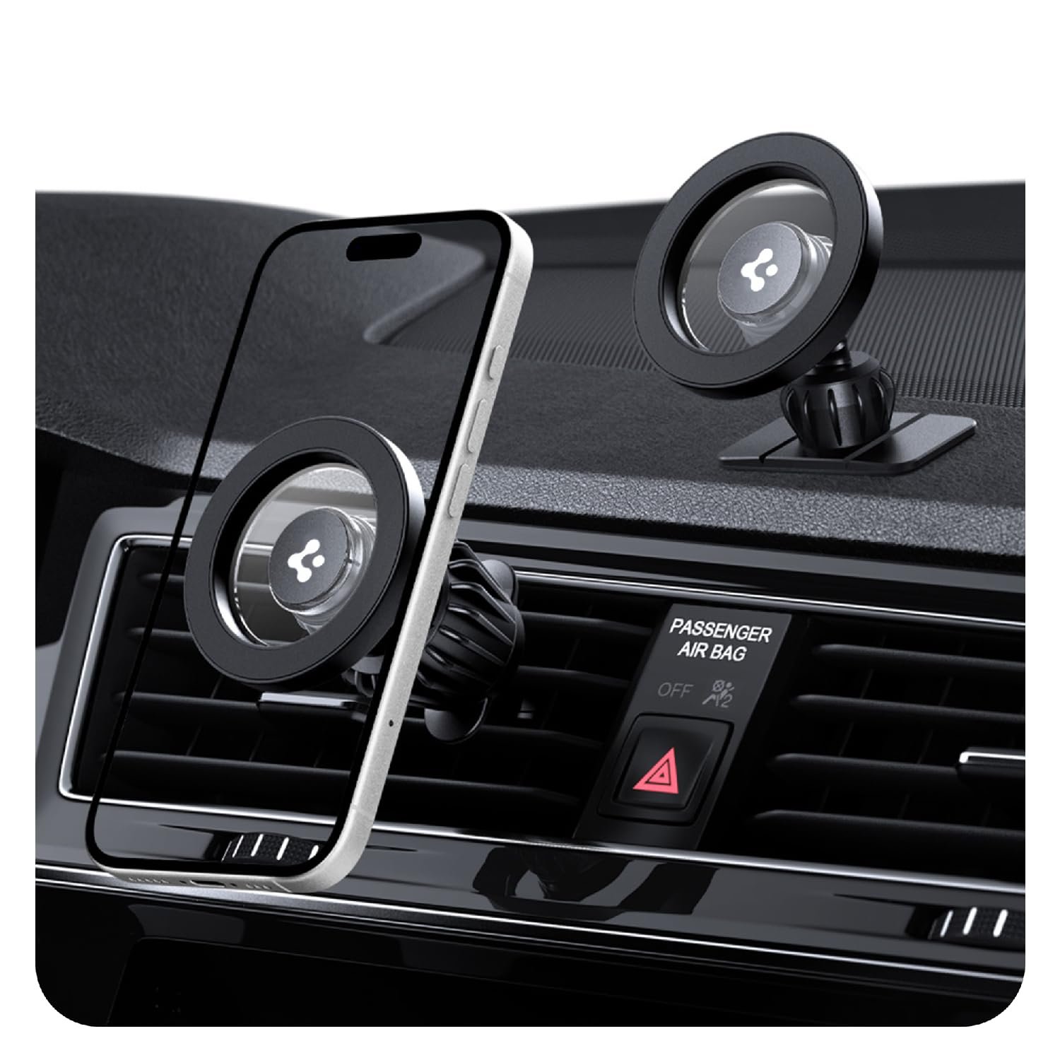 Spigen Magnetic Air Vent & Dashboard Car Mount – Black