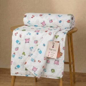 Trance Home Linen 100% Cotton | Kids Dohar | Single Bed | 150 GSM | Reversible Ac Comforter | Light Weight All Season Soft Blanket (58×90 Inches | Caps and Dies)