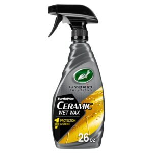 Turtle Wax Hybrid Solutions Ceramic Wet Wax, Spray on Car Wax for 1-Step High Gloss Shine and Ceramic Coating Protection for Paint, Wheels,Glass and More, Extreme Water Beading, 26 oz (Pack of 1)