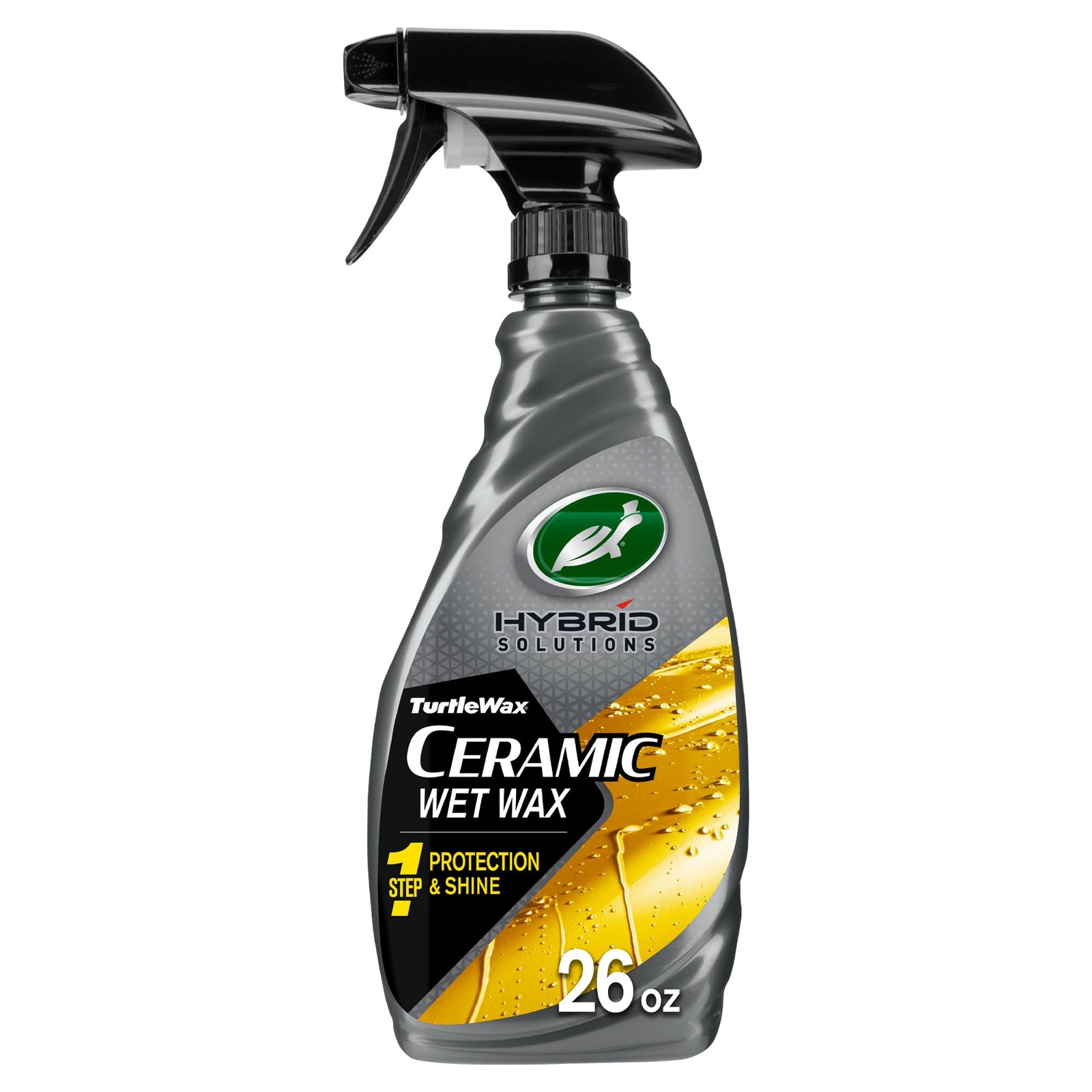 Turtle Wax Hybrid Solutions Ceramic Wet Wax, Spray on Car Wax for 1-Step High Gloss Shine and Ceramic Coating Protection for Paint, Wheels,Glass and More, Extreme Water Beading, 26 oz (Pack of 1)