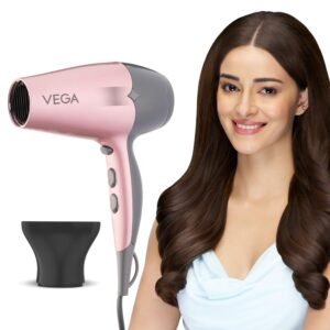 VEGA Go Pro 2100W Professional Hair Dryer for Men & Women with Detachable Nozzle, 2 Speed/3 Temperature Settings with Cool Shot Button, 16 Amp Plug for Salon-like Blow Dry, 2 Yrs Warranty (VHDH-25)