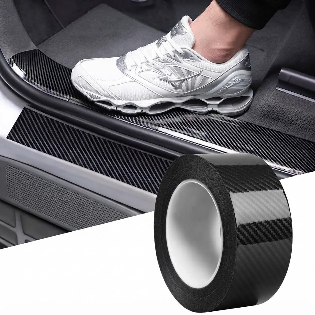 AutoBizarre Carbon Fibre High Gloss Anti Scratch Black Carbon Fiber Paint Protection Film Tape Ppf For Car Protection And Decoration – 2 Inches X 5 Meters