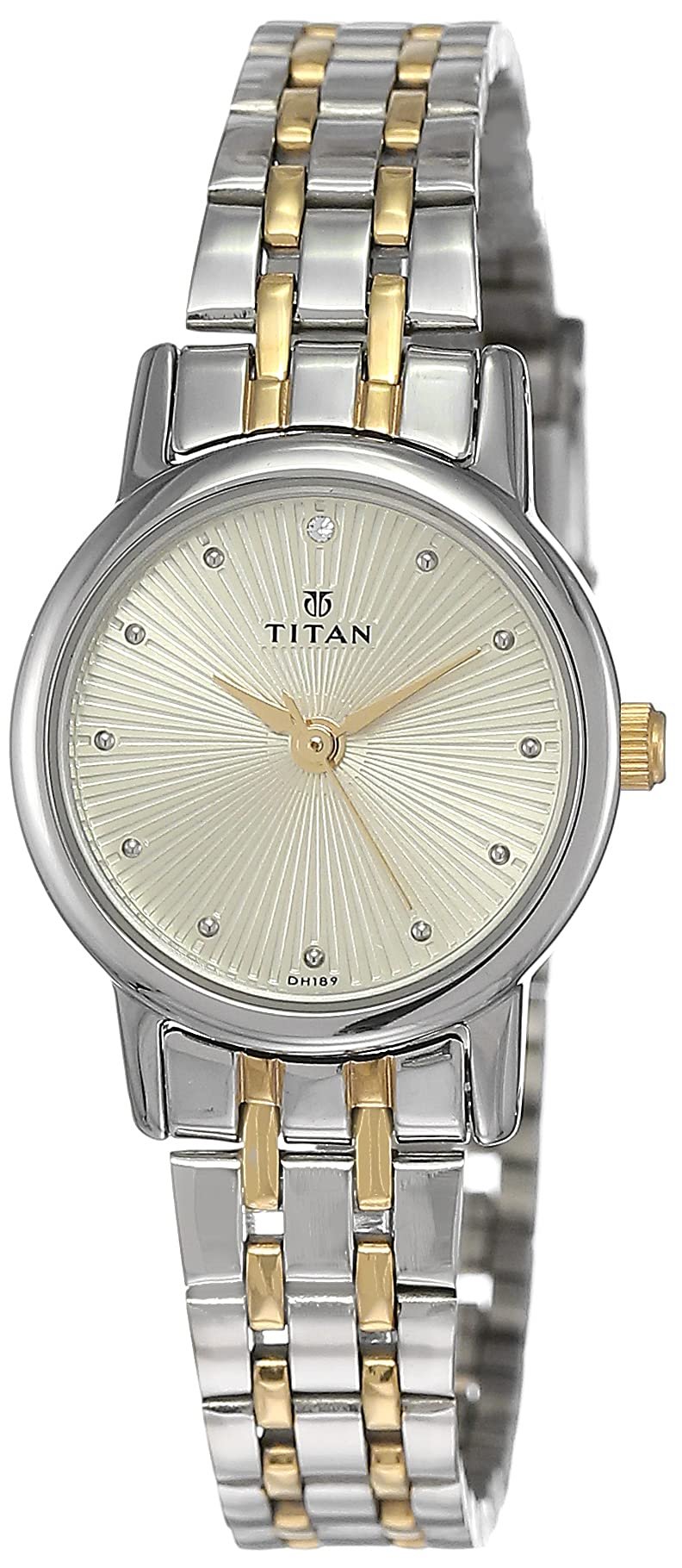 Titan Quartz Analog Champagne Dial Two Toned Silver & Gold Stainless Steel Strap Watch for Women – NT2593BM01