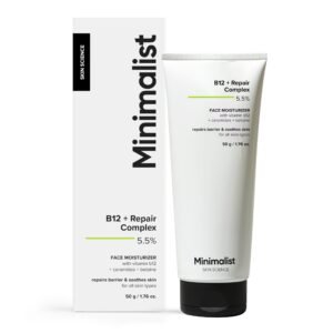 Minimalist Barrier Repair Face Moisturizer with Vitamin B12 Complex 5.5% with Ceramides for All Skin Types | Strengthens Skin Barrier, Boosts Hydration, Soothing, Lightweight Gel Texture | 50 gm