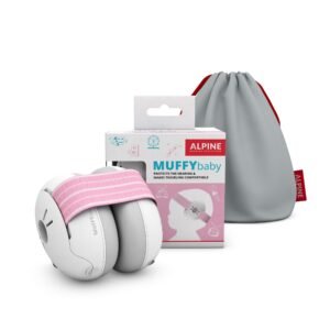Alpine Muffy Baby Ear Muffs, Ear Protectors for Babies and Toddlers, Pink/White