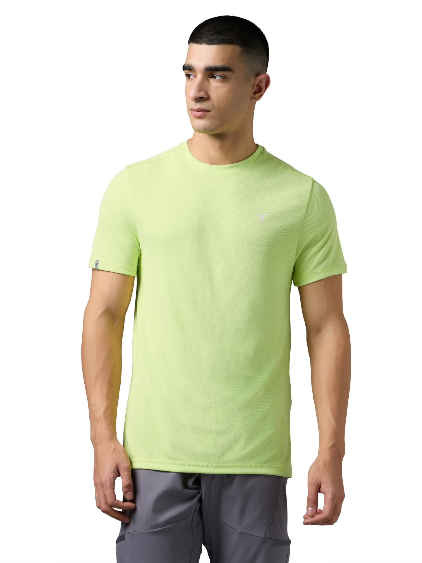 TECHNOSPORT Men’s Slim Fit Polyester Activewear Sports T-Shirt with Moisture-Wicking Comfort for Workout, Running & Gym