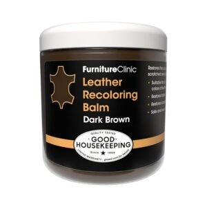 Furniture Clinic Leather Recolouring Balm – Colour Restorer for Sofas, Repair Faded & Scratched Upholstery, Car Seats, Shoes and Clothing 16 Colours (Dark Brown)