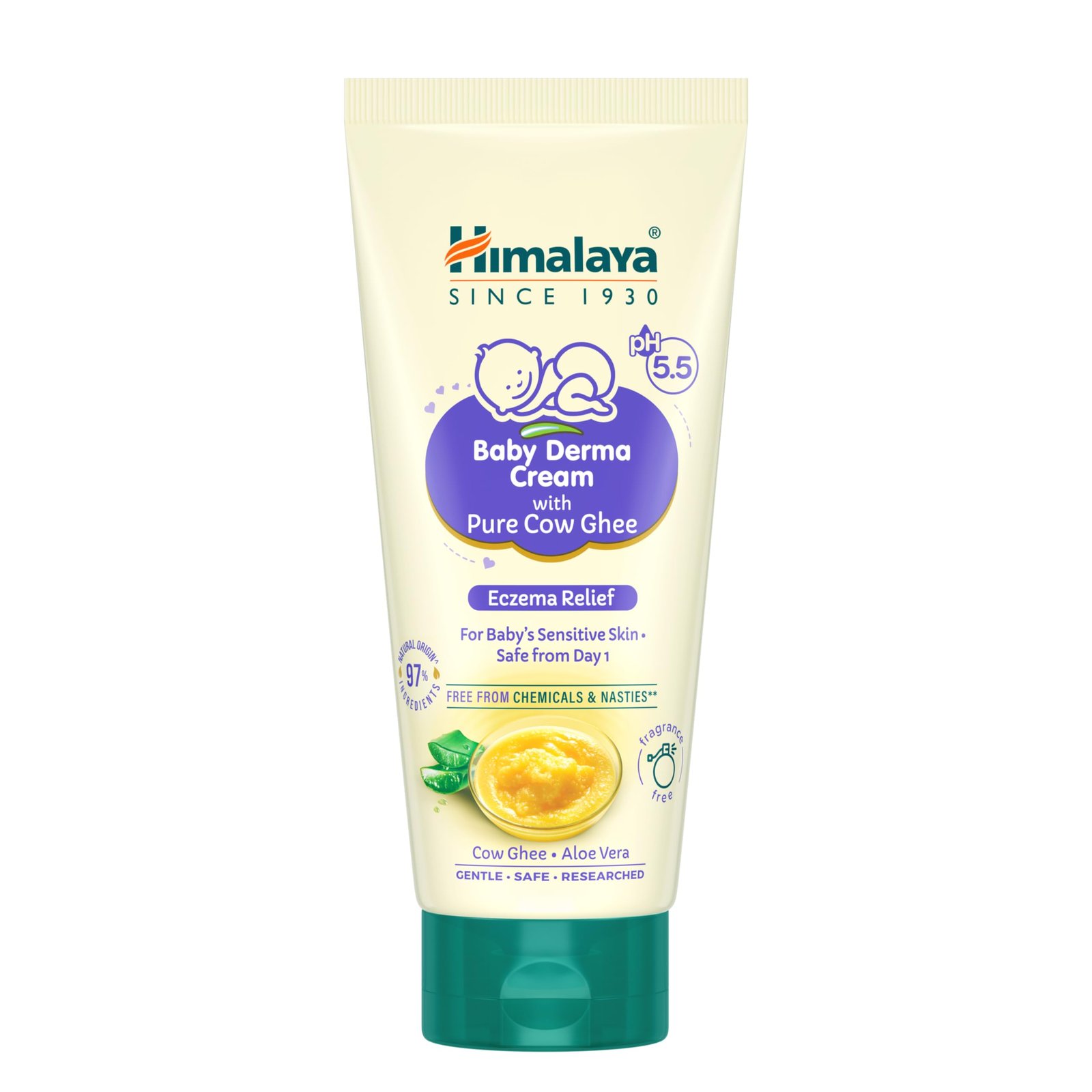 Himalaya Baby Derma Cream with Pure Cow Ghee 50g| for Sensitive Skin|pH 5.5