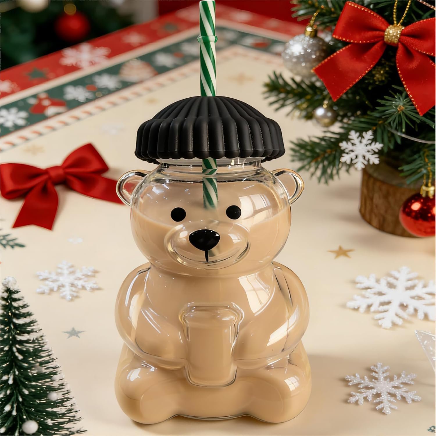 ELEGAR 2026 New Glass Bear Cup Bear Straw Cup, 20oz Cute Bears Glass Tumbler with Reusable Straw – Cute Animal Mug Tumbler Blanks Skinny Straight in Bulks (B0H8PPY8ZZ)