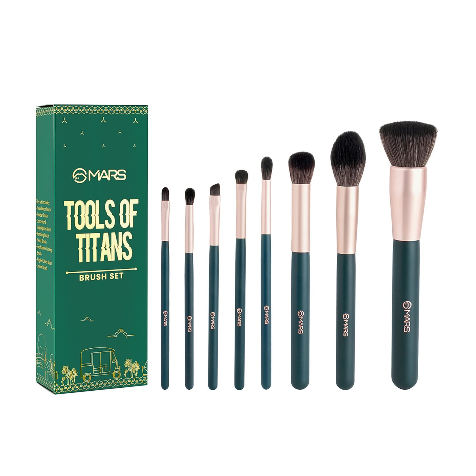 MARS Tools of Titan Brush Set | 8-Piece Makeup Brush Set | Long-Lasting Makeup Brushes | Brushes for Beginners| Blending, Eyeshadow, Contouring | For Flawless Glam Look