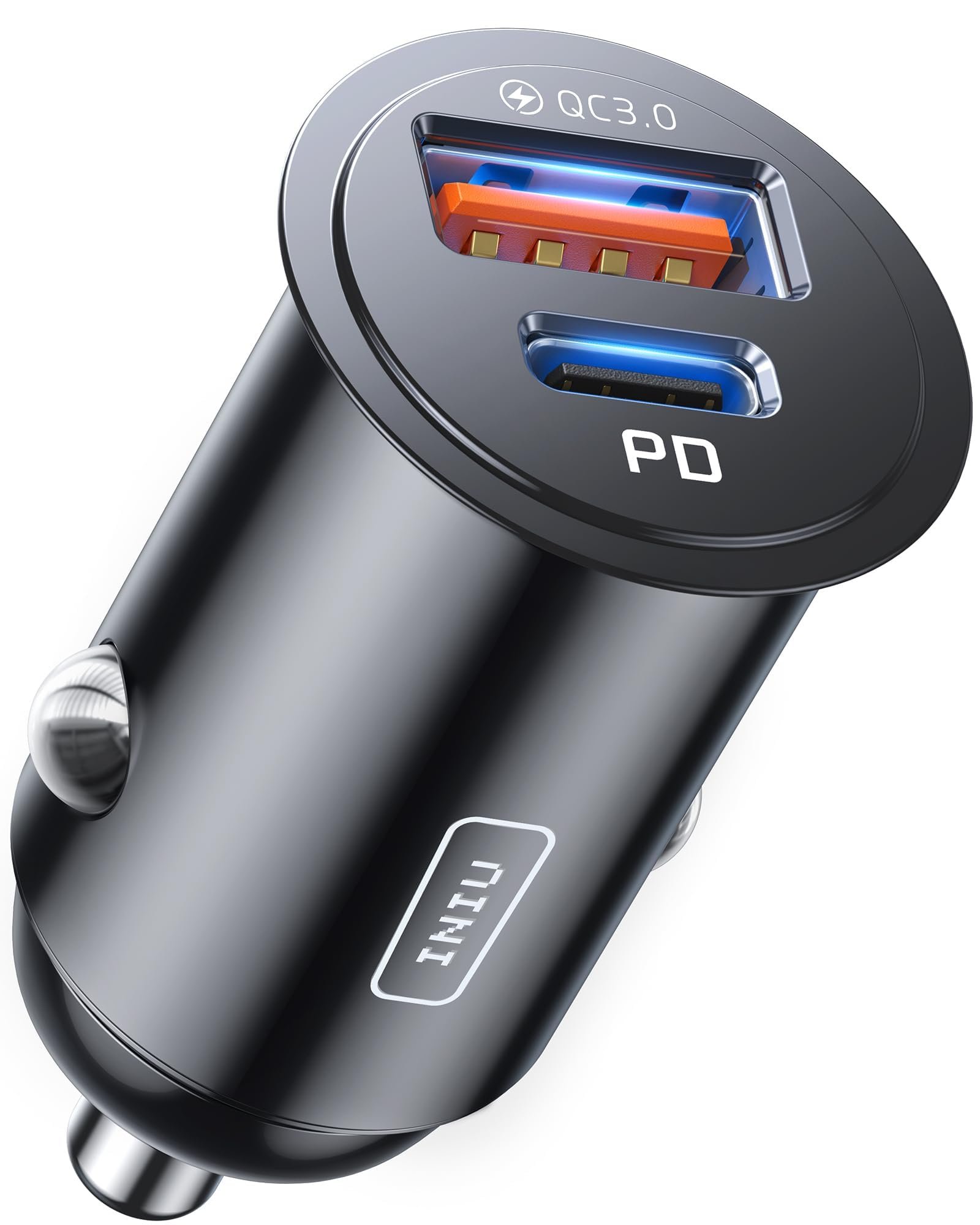 INIU 120W 5 in 1 Retractable Car Charger – Super Fast Car Charger Type C & Lightning Cables, Dual USB Ports, 12V Car Charging Adapter for iPhone 16/15/14, Samsung, Android