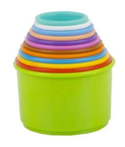 TOY FUN Plastic Build Up Beakers Stacking and Nesting Toy for Kids, Multicolour – 12 Pieces