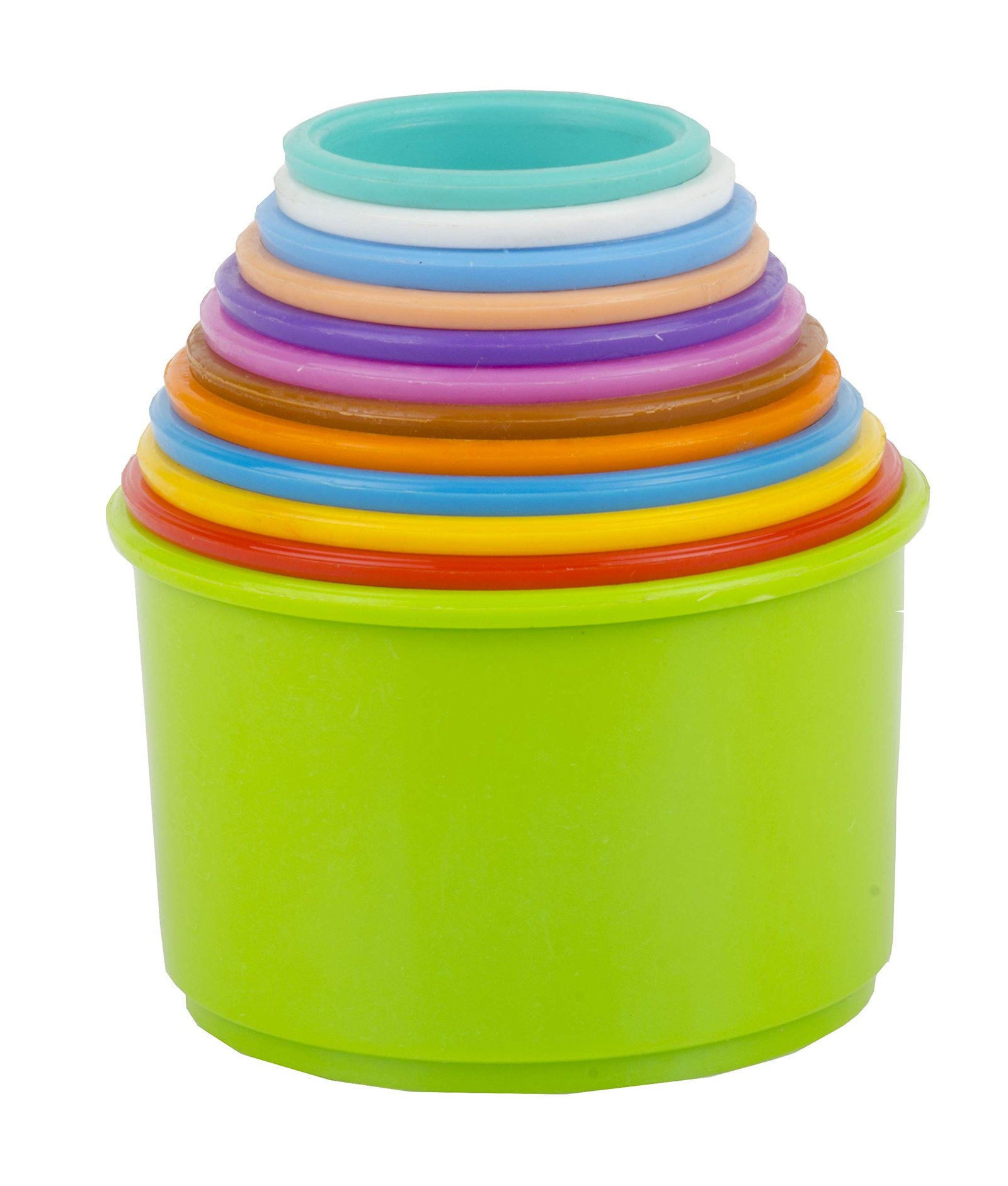 TOY FUN Plastic Build Up Beakers Stacking and Nesting Toy for Kids, Multicolour – 12 Pieces