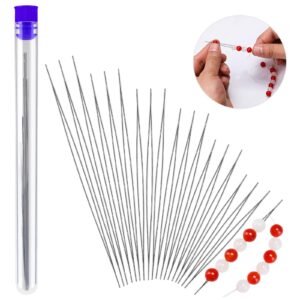 18 Pieces Beading Needles Set – 6 Sizes Seed Beads Embroidery Needles With Big Eye Collapsible Design for Jewelry Making – Includes Needle Bottle