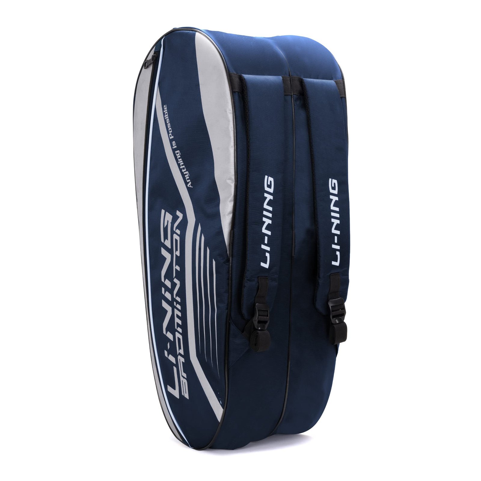 Li-Ning Hot Shot Triple Zipper Polyester Badminton Kit Bag (Navy/Silver, Large) | Easy – Access Compartments | Spacious | Unisex – Men, Boys, Girls, Women