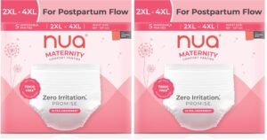 Nua Ultra-Safe Maternity Panties Xxl-Xxxl (38-54 Inches)|Postpartum Bleeding And Clots|4X More Absorbent|360 Degree Protection|25% Longer Absorbent Core|Breathable|Safe On Skin,Pack Of 5