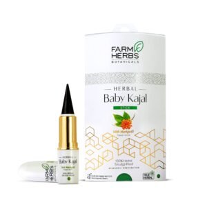 Farmherbs 100% Herbal All Natural Baby Kajal Stick – Certified Lead-free, Irritation-free, Premium Olive Wax with Pure Organic Marigold, Smudgeproof, Preservative-free, Synthetic Chemical-free, from Renowned Eyecare Institute, 100% Safe Kajal for Newborn Baby