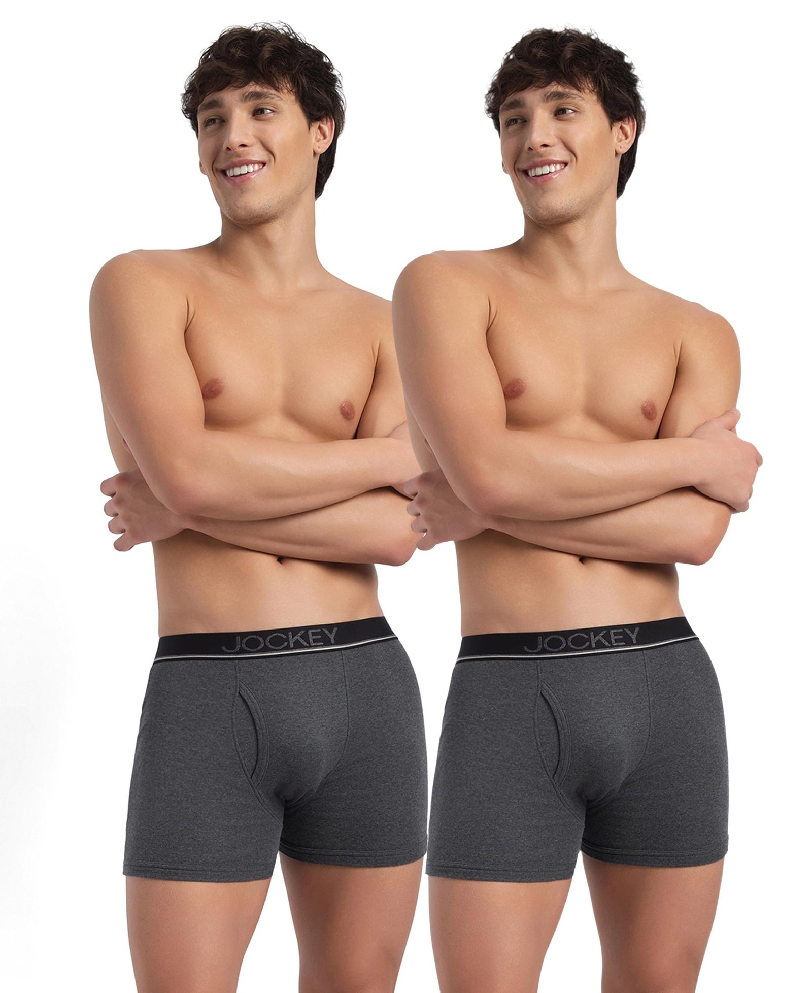Jockey 8009 Men Super Combed Cotton Solid Long Trunk Boxer Brief(Pack of 2)