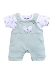Smart Baby Dungaree Set for Baby Boy And Girls | Cotton Romper with T-Shirt | Soft & Breathable Fabric | I Am New Here Print | Snap Button Closure for Easy Diaper Change