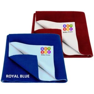 BeyBee ® Cotton Waterproof Bed Protector Dry Sheet Gifts Pack (Medium , Royal Blue/Maroon) – Pack of 2