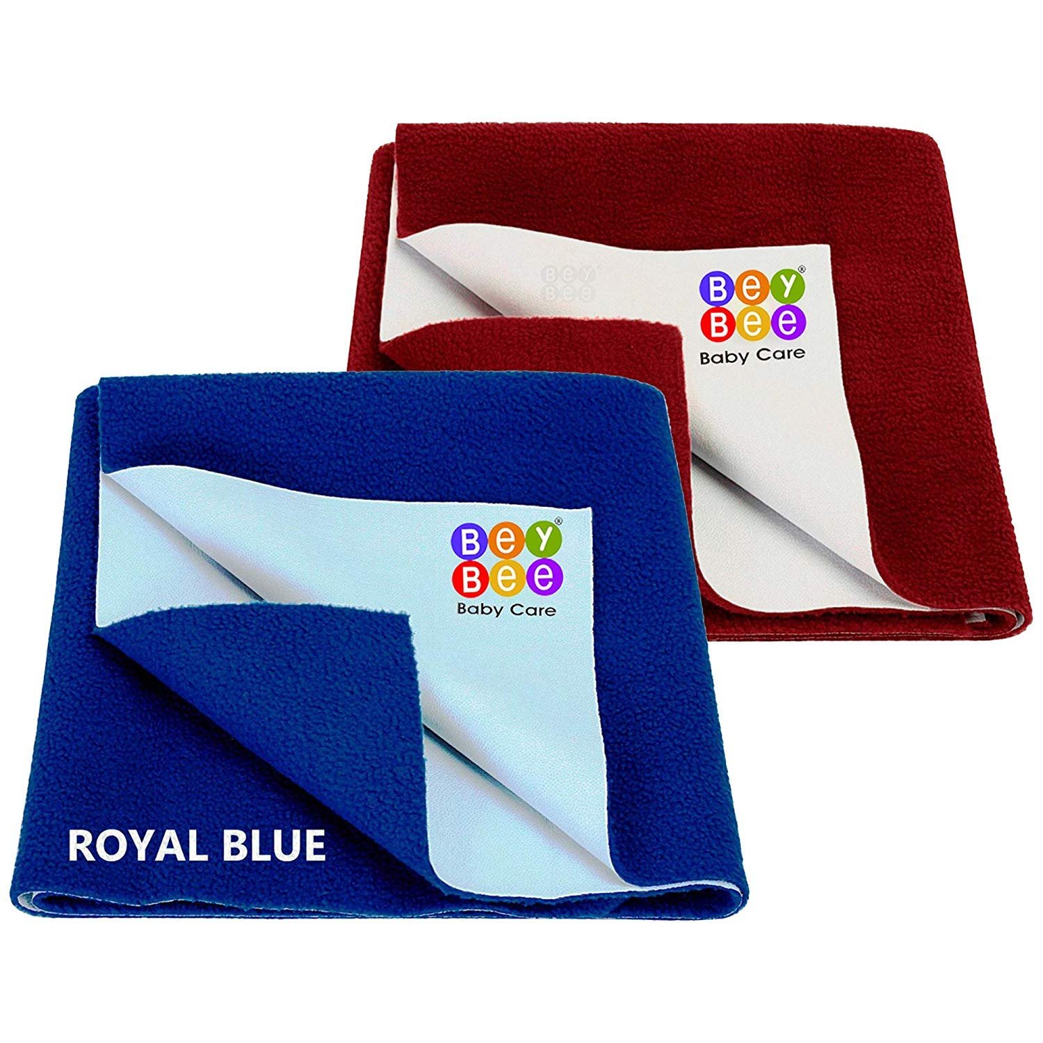 BeyBee ® Cotton Waterproof Bed Protector Dry Sheet Gifts Pack (Medium , Royal Blue/Maroon) – Pack of 2