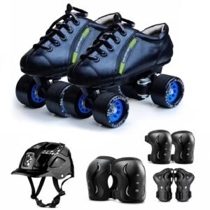 jaspo Hail Stone Pro Shoe Skate Size-7 UK Combo (Shoe Skates+ Helmet+Knee+Elbow+Wrist Guards) Foot Length 25.7 Cms (for Age Group 13-14 Years), Unisex, Speed_Wheel (Sky Blue)