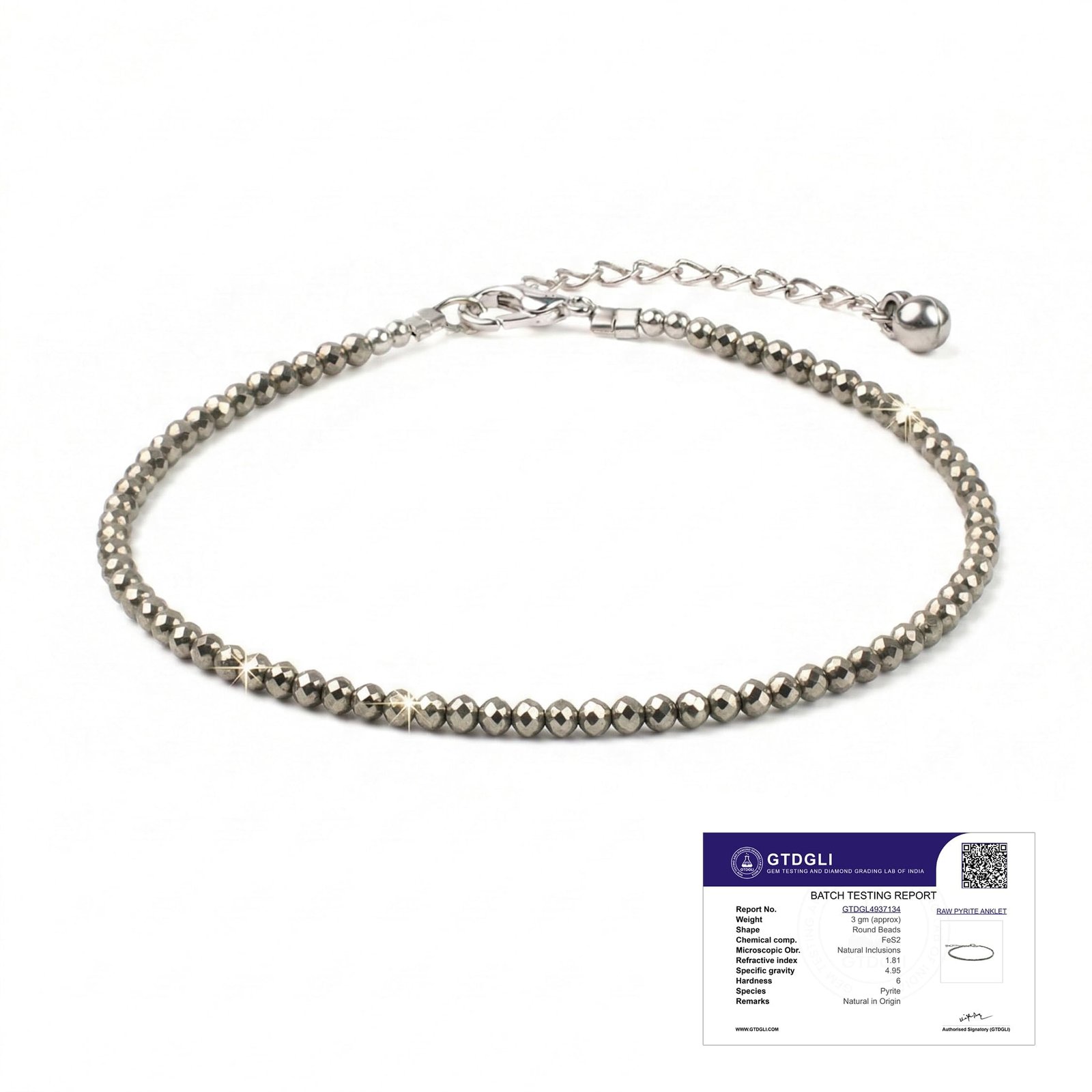 Astrotalk Raw Pyrite Anklet | Stone of Money, Protection & Power | Natural Pyrite Anklet for Women | Healing Crystal Jewellery for Women | Gift for Woman & Girlfriend
