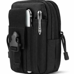 GOCART WITH G LOGO Men’s Outdoor Tactical Waist Bag EDC Molle Belt Waist Pouch Security Purse Phone Carrying Case (Black)