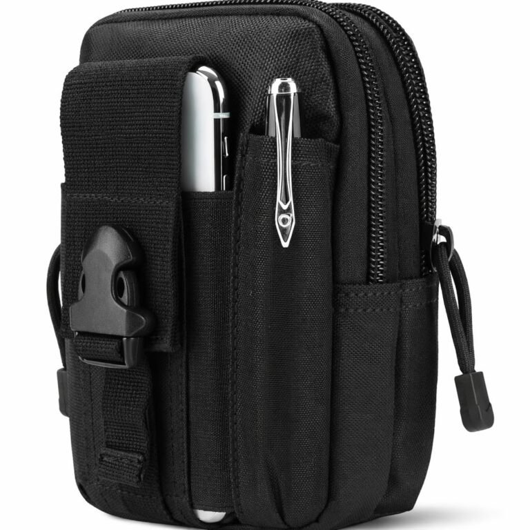 GOCART WITH G LOGO Men’s Outdoor Tactical Waist Bag EDC Molle Belt Waist Pouch Security Purse Phone Carrying Case (Black)