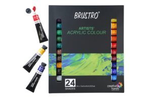 BRUSTRO Acrylic Paint colour set | Set of 24 Colours X 12ml Tubes | Highly pigmented, Opaque Colors, Intermixable, Great Opacity, Perfect For Students, Adults, Beginners, Professionals and Artists.