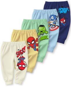 minicult Cotton Pajama Pants with All Over Print for Boys and Girls (Multicolor Designs)(Pack of 5)