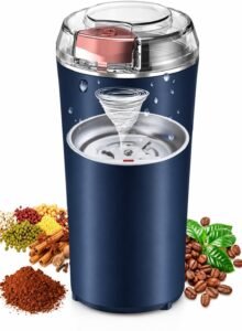 HEYCOME Electric Coffee Grinder Spice & Coffee Bean Grinder Stainless Steel 4 Blade Mixer Grinder for Masala & Herb, Push Button Control Durable Grinding Machine for Dry Item