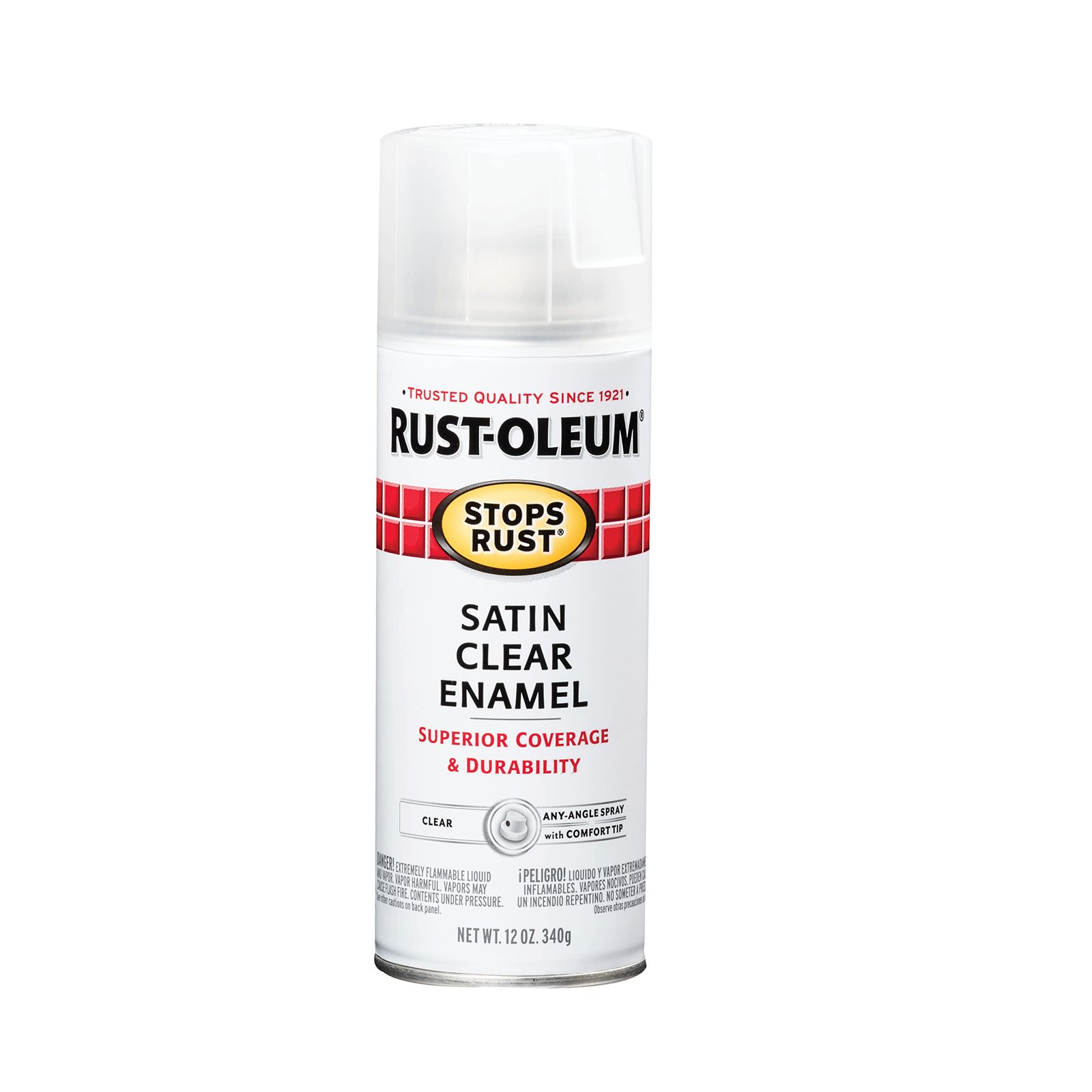 Rust-Oleum 285092 Stops Rust Protective Clear Enamel Spray Paint (Satin Clear, 340 Grams)