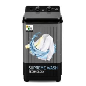 VW Visio World 8.5 kg semiautomatic Top Load Washer Only with Powerful Wash, V8 Supreme-Wash, Black/Grey
