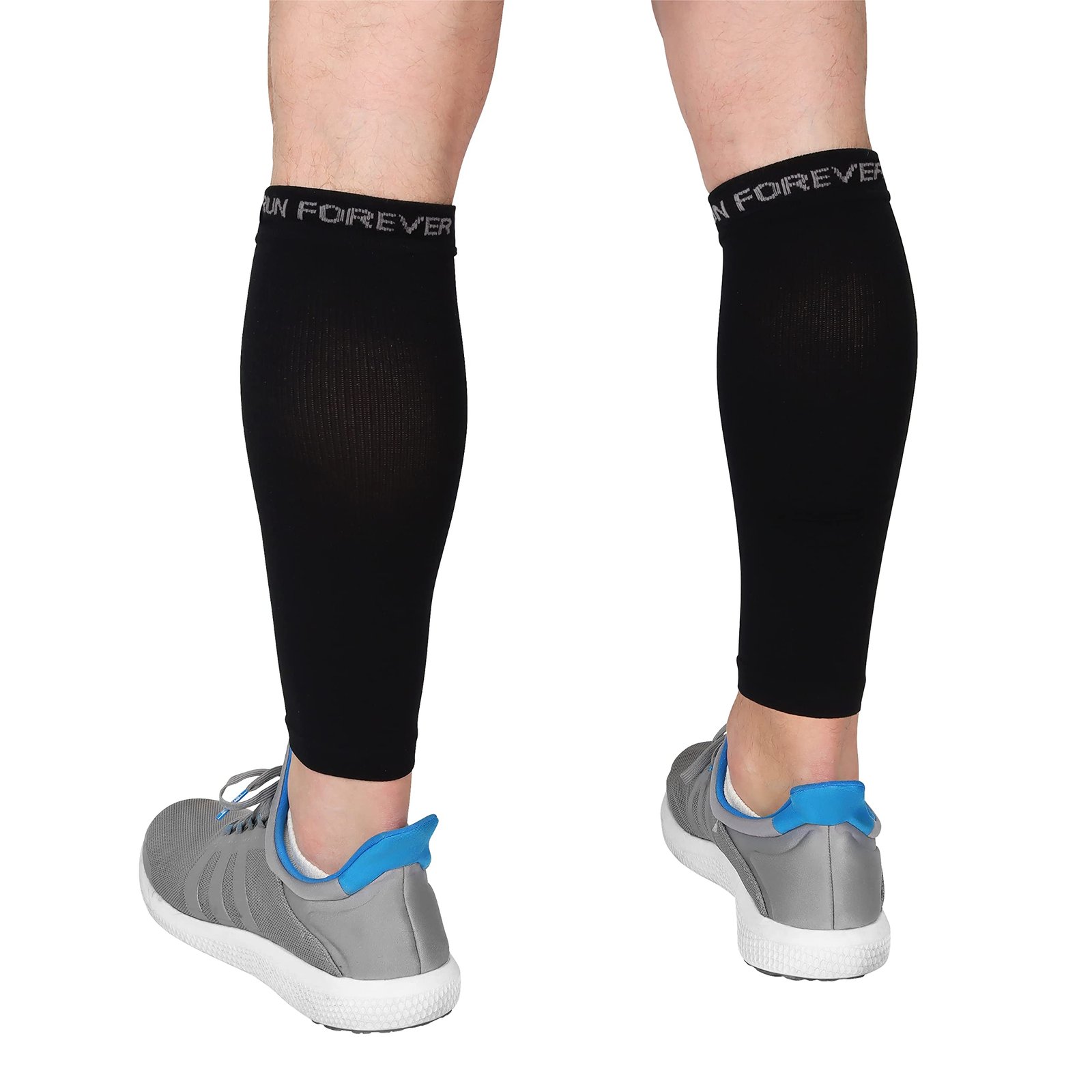 Run Forever Sports Leg Compression Socks for Shin Splint, Varicose Vein and Calf Pain Relief for Men, Women and Runners (Black, Medium)