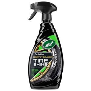 Turtle Wax Wet ‘N’ Black Tyre Polish for Car & Motorbike, High Shine, Fast Drying Tyre Dressing, Leaves Your Tyres, Car Plastic and Rubber With a Black, Wet-Look Shine That Lasts, 680ml, Pack of 1