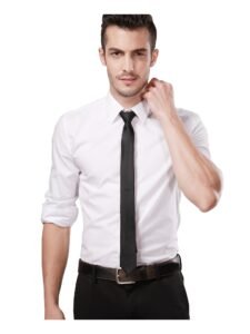 Landisun Skinny Black Tie Silk Tie Satin Slim Necktie Exclusive 2 inch