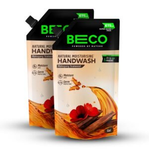 Beco Moisturising Liquid Handwash-Mahogany Teakwood | Pack of 2 | 675 ml | 8-hr moisture lock | Natural | for all Skin types