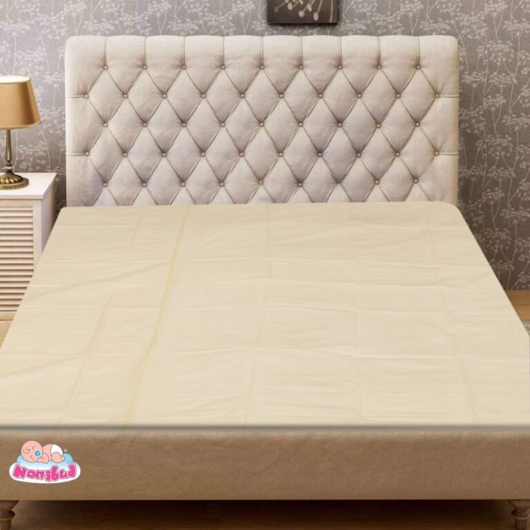 PVC Baby Waterproof Plastic Sheet Double Bed King Size/Baby Adult Waterproof Protection Sheet For Mattress (7.5 X 6.5 Feet) (Beige)