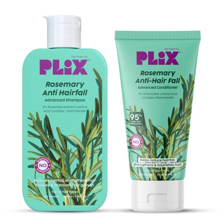 PLIX – THE PLANT FIX Rosemary Anti Hairfall Regime| Advanced Shampoo & Conditioner | Reduces Hair Fall & Strengthens Hair | Rosemary Extract, Ceramides & Plant Keratin | For Men & Women