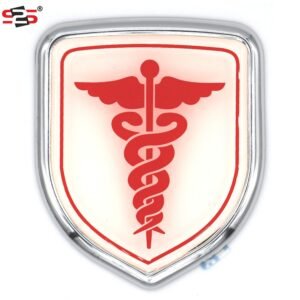 S2S Stylish 4MM Thick 3D Metal Chrome Doctor Stickers for Car (8.5 x 10 CM) | Doctor Symbol Emblem Badge Logo | Durable & Stylish Automotive Decoration | for Cars & Bikes