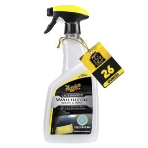 Meguiar’s Ultimate Waterless Wash & Wax |True waterless Shampoo | Fruity Fragrance | Water repellent coating | Long Lasting Glossy Finish | No equipment needed (768 ml)