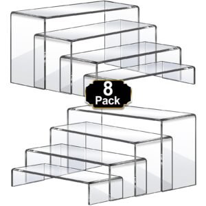 Aheroi Acrylic Risers Display Stands, Acrylic Stands for Display 8Pcs 2Set