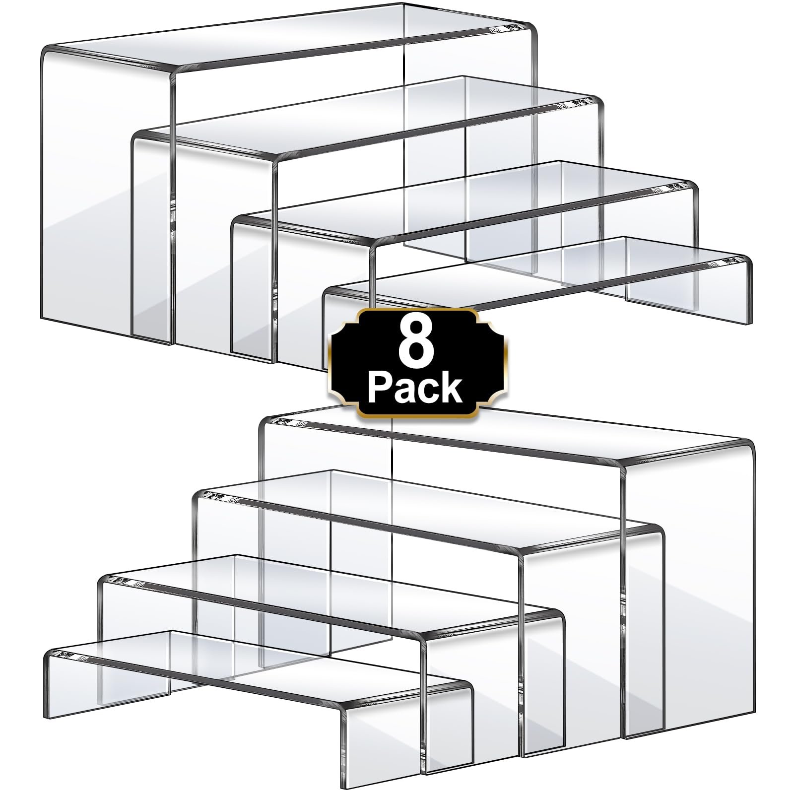 Aheroi Acrylic Risers Display Stands, Acrylic Stands for Display 8Pcs 2Set