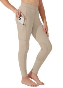 Willit Girls Horse Riding Pants Tights Kids Equestrian Breeches Knee-Patch Youth Schooling Tights Zipper Pockets
