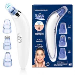 4-in-1 Electric Blackhead Remover Vacuum | Derma Suction Pore Cleaner Tool for Men & Women | Acne, Pimple & Whitehead Extractor | Facial Skin Care Device for Nose & Face