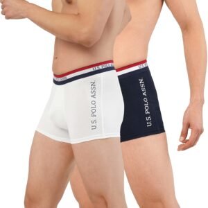 U.S. Polo ASSN. Mens ET002 Anti Microbial Branded Stretch Cotton Underwear Trunk -Pack of 2