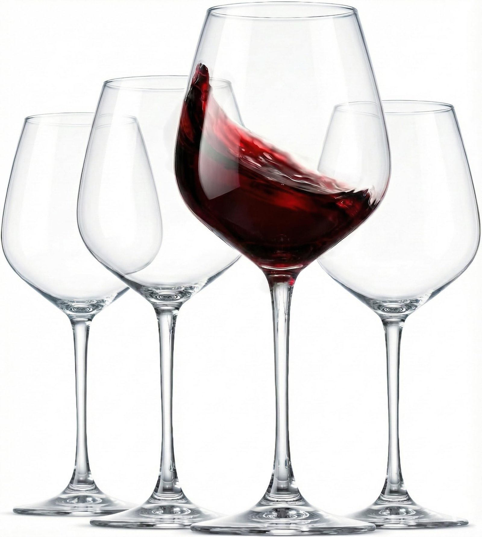 Paksh Novelty Italian Red Wine Glasses – 18 Ounce – Lead Free – Shatter Resistant – Wine Glass Set of 4, Clear