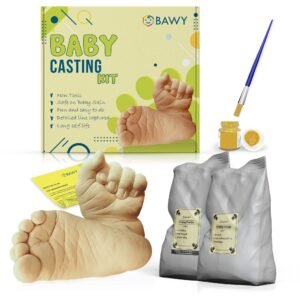 Bawy casting kit 2 foot 2 hand hand casting, hand print and footprint kit up to age 2 years. Newborn Gifting, record book,baby shower gifts for mom to be (baby casting).