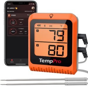 ThermoPro 500ft Long Range Bluetooth Meat Thermometer Wireless Grill Thermometer with Dual Probe Smart Rechargeable BBQ Thermometer for Grilling and Smoking